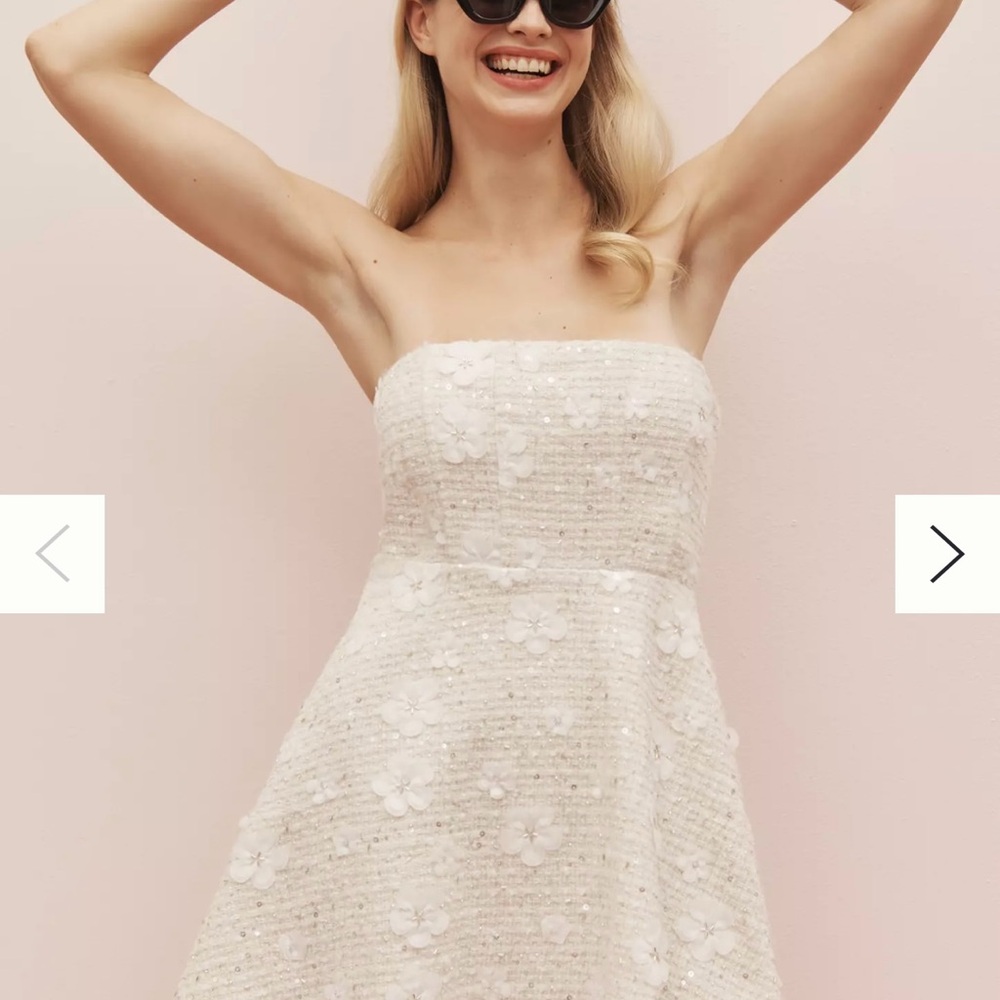 Sundream Strapless Tweed Floral Mini Dress